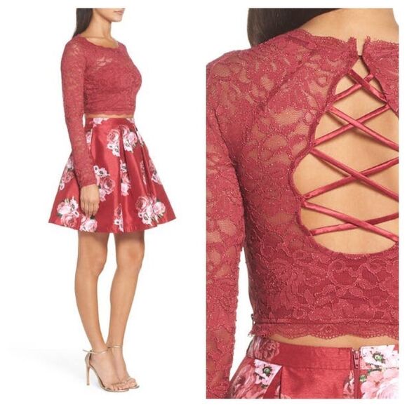 Sequin Hearts Floral & Lace Two-Piece Dress - Picture 2 of 14